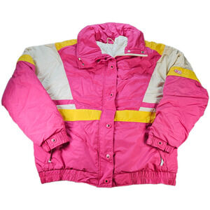 Vintage Women's CB Sports Puffer Colorblock Ski Jacket Large Nylon Barbiecore